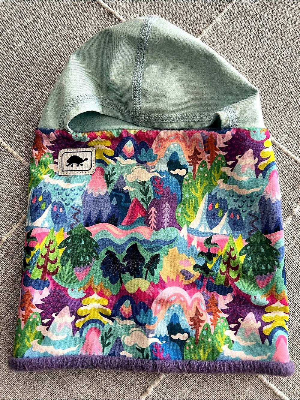 Turtle Fur Kids' Playful Prints Fleece Shellaclava Purple & Green